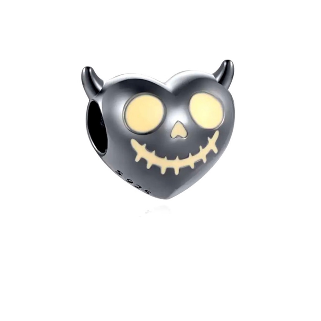 Gnoce Evil Heart Glows In The Dark Charm Silver 925